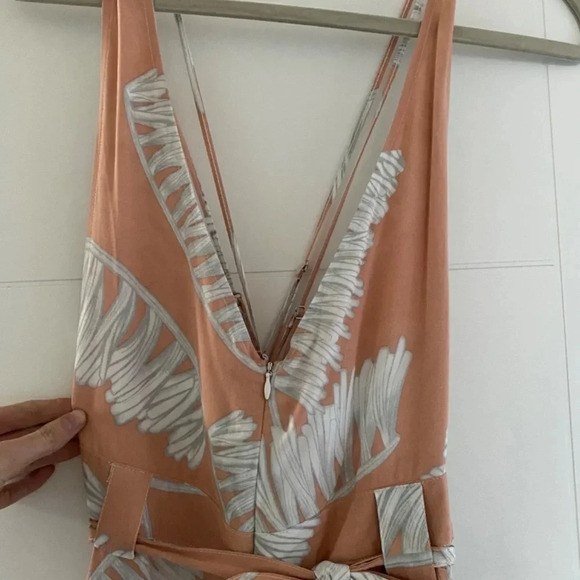 💚Nightwalker | Jumpsuit Romper- Peachy pink & white with tropical print - Small - Picture 2 of 8